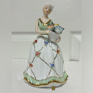 KPM Elegant Porcelain Figurine with Floral Dress Hand Painted